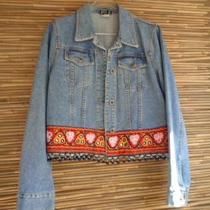 Boho Jean Jacket with Embroidered & Beaded Trim